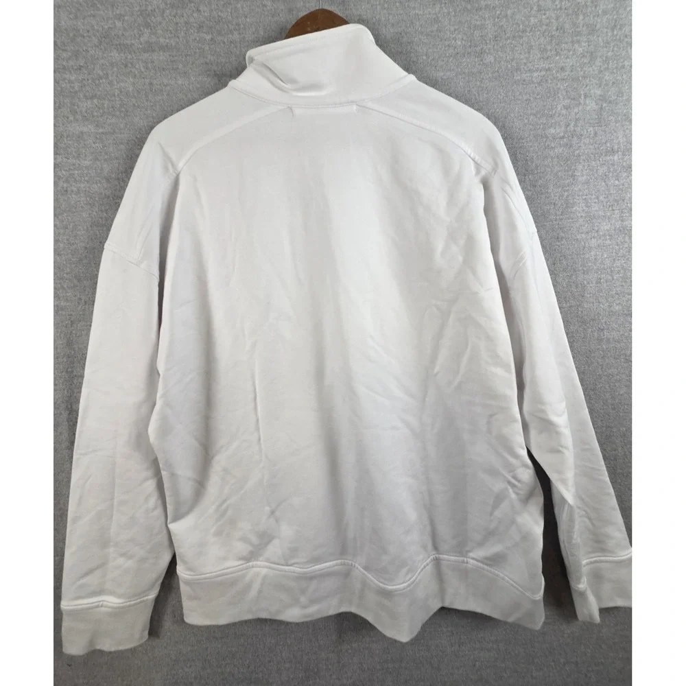 B Draddy Mens‎ M Pullover 1/2 Zip White Front Pocket Golf Walking Active Stretch